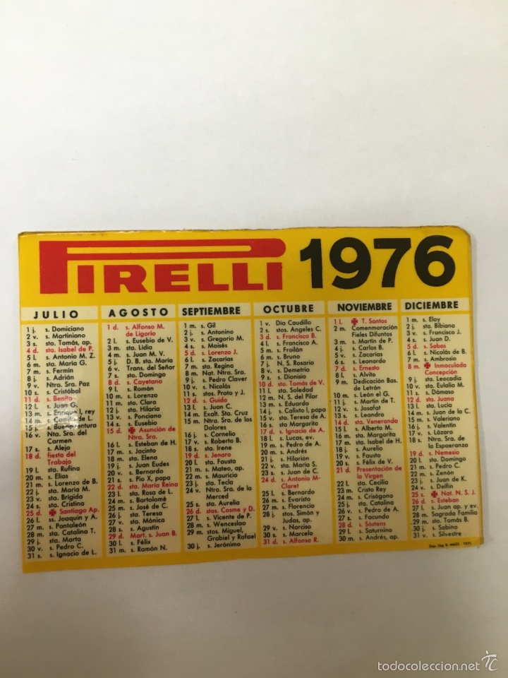 Coleccionismo calendarios: CALENDARIO DE BOLSILLO PIRELLI 1976 - Foto 2