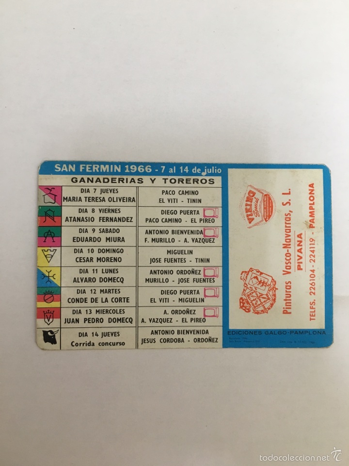 Coleccionismo calendarios: CALENDARIO PROGRAMA DE LA FERIA DE SAN FERM&Iacute;N 1966 - Foto 2