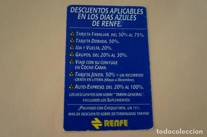 Colecionismo Calend&aacute;rios: CALENDARIO DE BOLSILLO CON PUBLICIDAD DIAS AZULES DE RENFE A&Ntilde;O 1986 MIRAR FOTO TRASERA LOTE 6