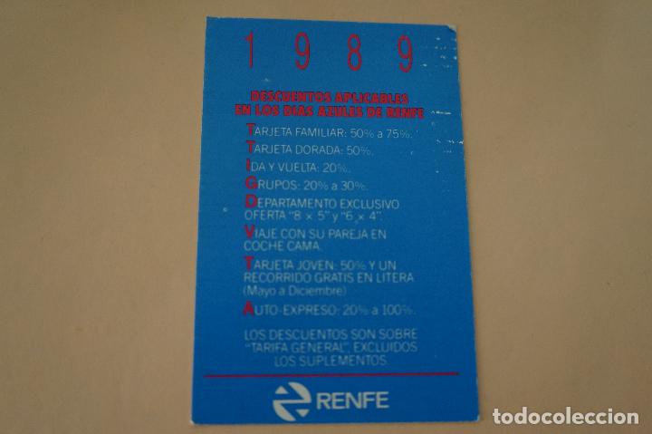 Sammeln von Kalendern: CALENDARIO DE BOLSILLO RENFE A&Ntilde;O 1989 MIRAR FOTO TRASERA LOTE 6
