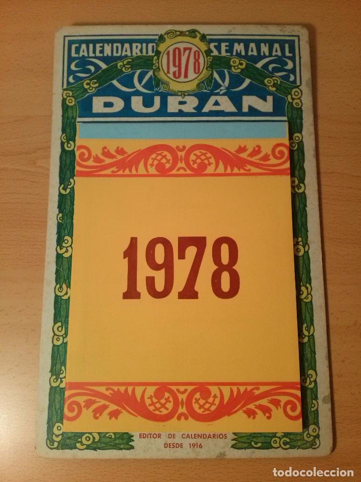 Coleccionismo Calendarios: Calendario de pared semanal Dur&aacute;n. A&ntilde;o 1978. Sin uso.