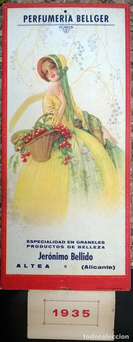 Coleccionismo Calendarios: CALENDARIO a&ntilde;o 1935 - PERFUMERIA BELLGER - ALTEA, ALICANTE - JERONIMO BELLIDO - ILUSTR.: G. CAMPS