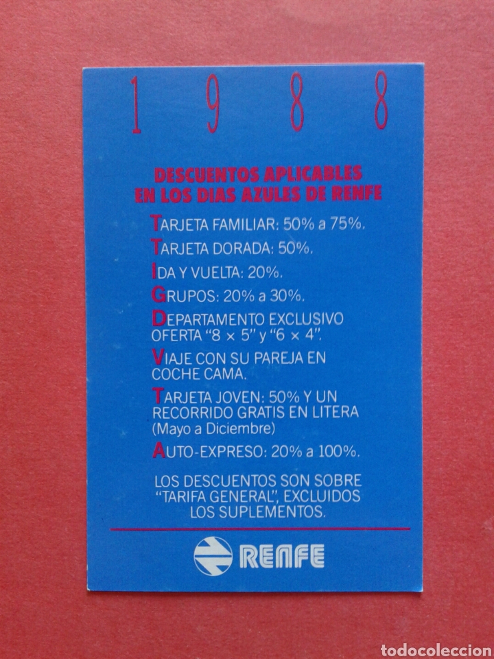 CALENDARIO RENFE 1988