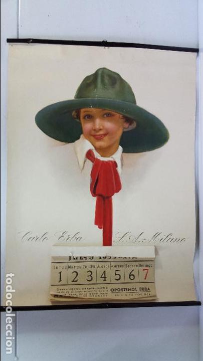 Coleccionismo calendarios: ANTIGUO CALENDARIO ALMANAQUE DE PARED A&Ntilde;O 1935 PUBLICIDAD CARLO ERBA - ALTO 47 CM.
