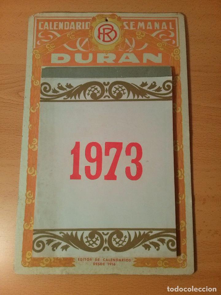 Coleccionismo Calendarios: Calendario de pared semanal Dur&aacute;n. A&ntilde;o 1973. Sin uso.