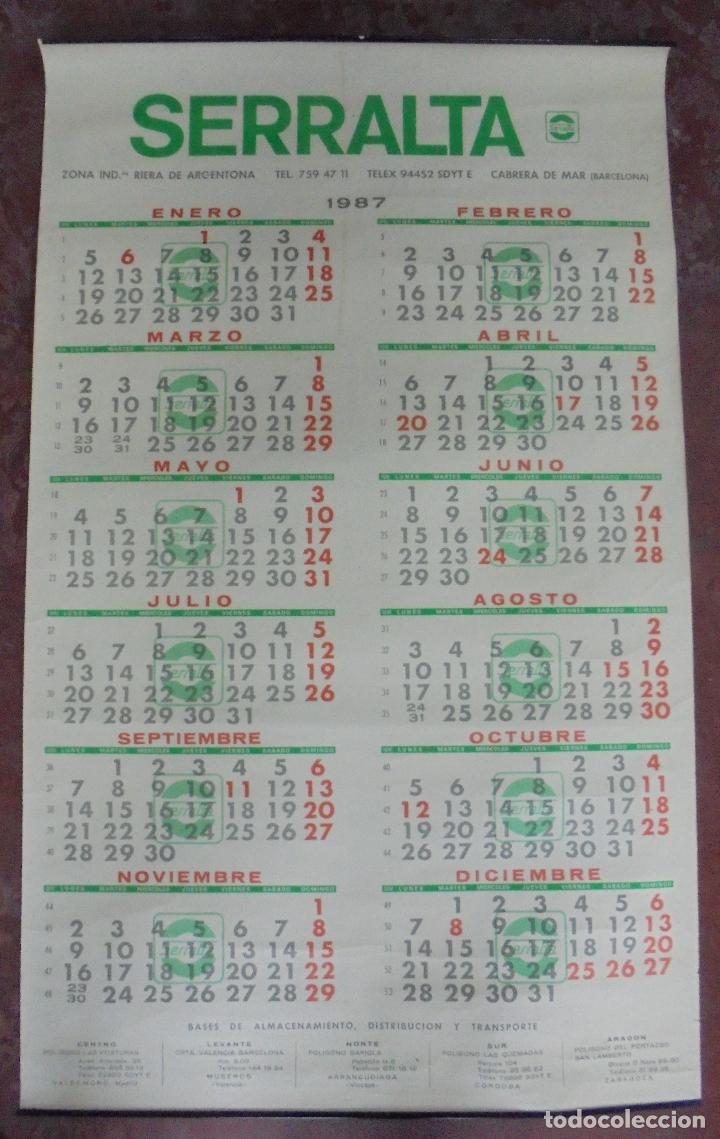Colecionismo Calend&aacute;rios: CALENDARIO DE GRAN FORMATO PUBLICITARIO. SERRALTA. 1987. BARCELONA. 94 X 57CM.