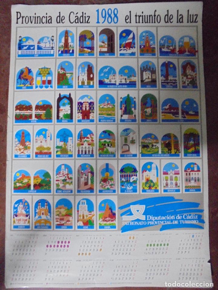 Colecionismo Calend&aacute;rios: CALENDARIO GRAN FORMATO. PROVINCIA DE CADIZ 1988. EL TRIUNFO DE LA LUZ. PUEBLOS DE CADIZ. 99X69CM
