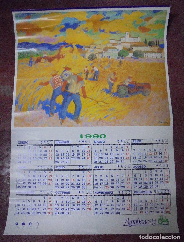 Colecionismo Calend&aacute;rios: CARTEL GRAN FORMATO CALENDARIO 1990. PULICIDAD AGROBANESTO. CON PINTURA DE SANVICENS. 70X50 CM