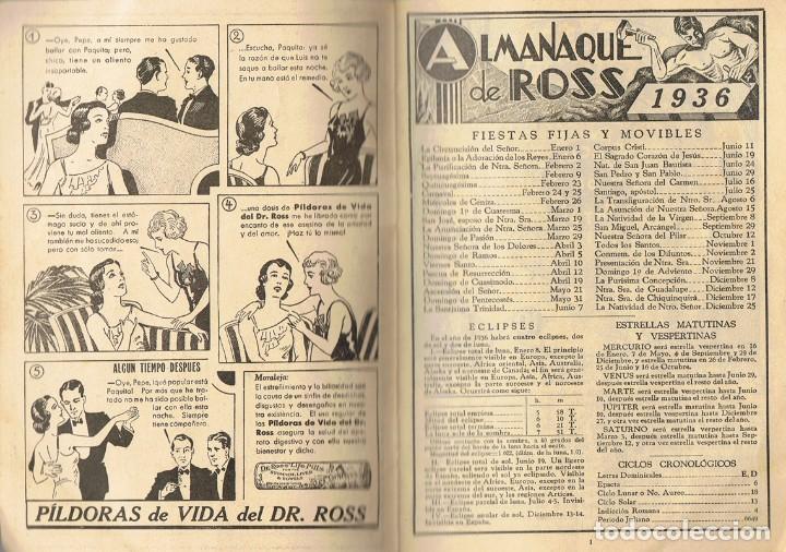 Coleccionismo calendarios: ALMANAQUE DE ROSS 1936 - Foto 2