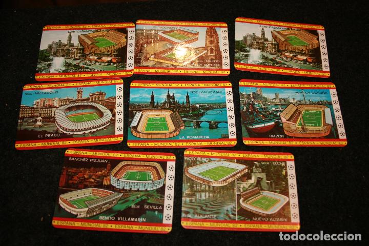 Coleccionismo calendarios: 8 calendarios Mundial de f&uacute;tbol 1982.Estadios de f&uacute;tbol.Hostal Belen Albacete