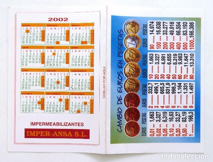 Coleccionismo calendarios: CALENDARIO DE BOLSILLO 2002. DIPTICO. CAMBIO DE EUROS. IMPER-ANSA S.L.