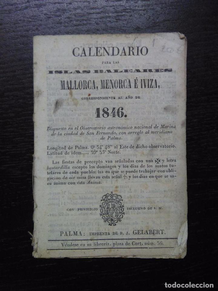 Sammeln von Kalendern: CALENDARIO PARA LAS ISLAS BALEARES MALLORCA, MENORCA E IVIZA, 1846