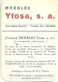 Collectionnisme Calendriers: CALENDARIO PUBLICITARIO. MUEBLES YTOSA. A&Ntilde;O 1983