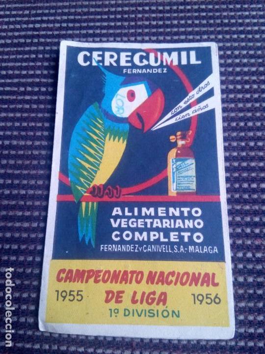 Colecionismo Calend&aacute;rios: Ceregumil Calendario de liga 1&deg;division 55 - 56 con publicidad  de ceregumil,ver fotos