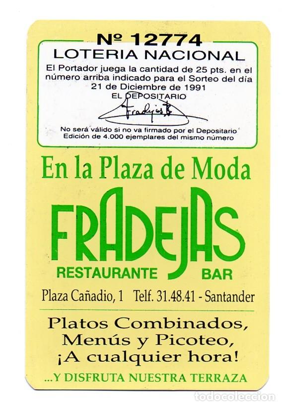 Colecionismo Calend&aacute;rios: Calendario de Publicidad 1992 FRADEJAS  - RESTAURANTE