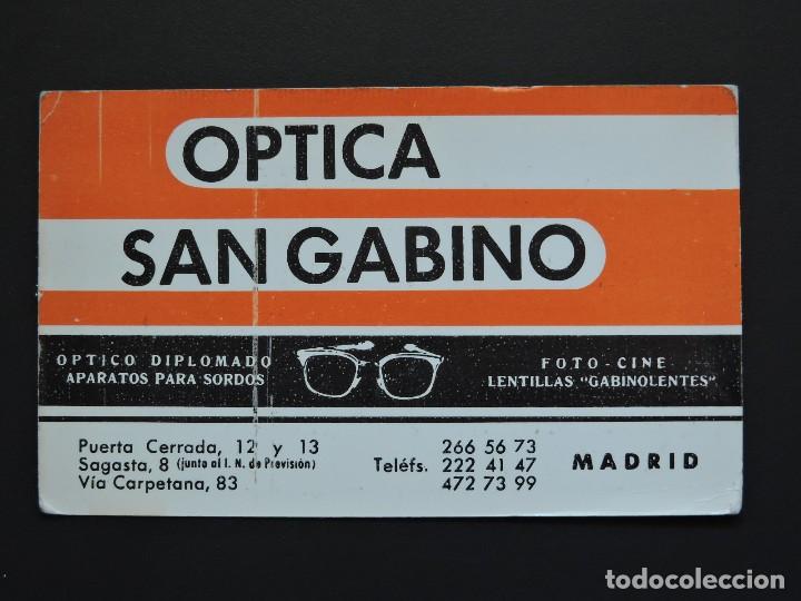 Coleccionismo calendarios: Calendario &Oacute;PTICA SAN GABINO - participacion loteria - Descuento Empleados de la entidad - A&Ntilde;O 1972