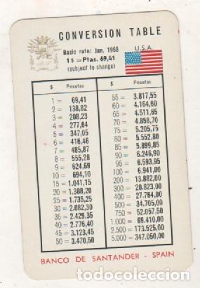 Collezionismo Calendari: BANCO DE SANTANDER - (TABLE DE CONVERSION - A&Ntilde;O 1968). EDITADA POR H. FOURNIER. USA