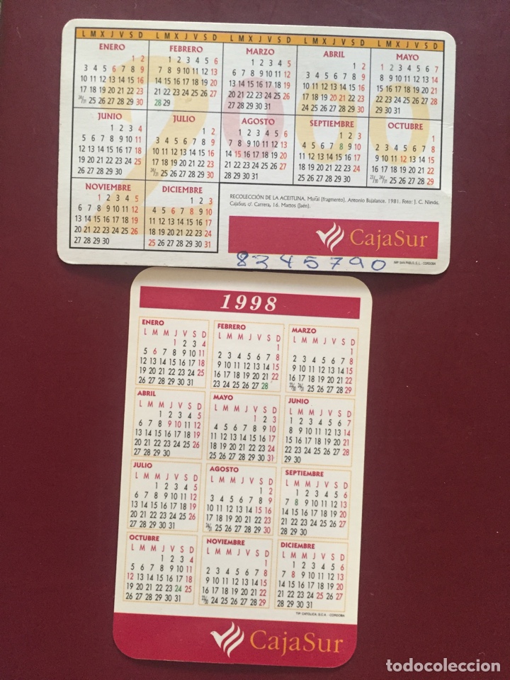 Coleccionismo calendarios: Calendario cajasur, 1998 y 2000 - Foto 2