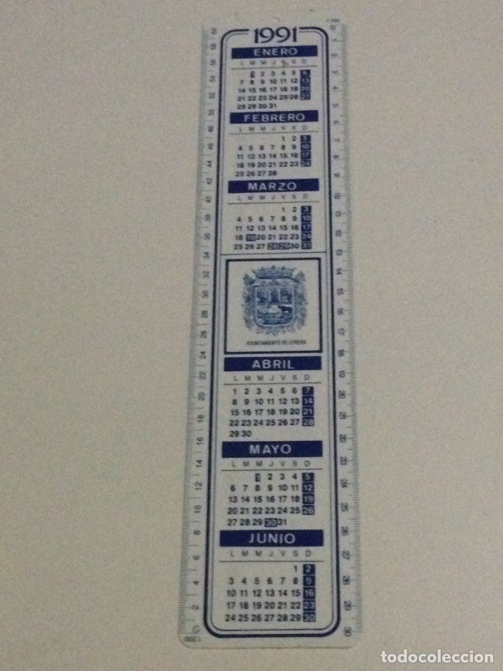 Coleccionismo Calendarios: Calendario 1991,regla 30 cm,ayuntamiento de Utrera.
