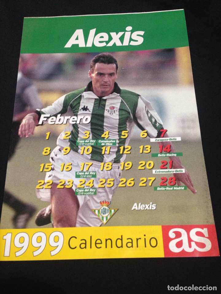 Coleccionismo Calendarios: Calendario de febrero de 1999-As,Alexis del betis y Hector del sevilla.