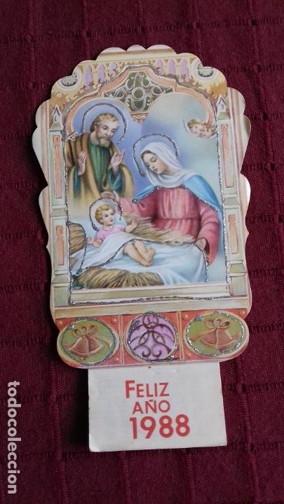Coleccionismo calendarios: Calendario pared troquelado. Nacimiento ni&ntilde;o Jesus. A&ntilde;o 1988.