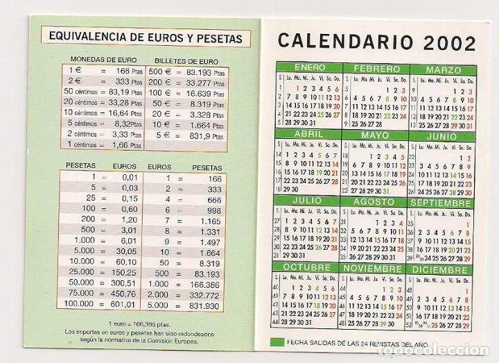Coleccionismo calendarios: Calendario de Bolsillo y converso de euros publicitario - Doble tipo carpeta - A&ntilde;o 2002