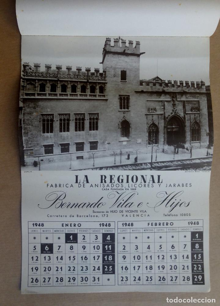 Collectionnisme Calendriers: CALENDARIO VALENCIA ANTIGUA. FABRICA ANISADOS LA REGIONAL,BERNARDO VILA E HIJOS, VALENCIA. A&Ntilde;O 1948