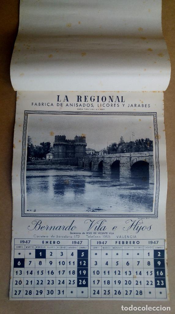 Collectionnisme Calendriers: CALENDARIO VALENCIA ANTIGUA. FABRICA ANISADOS LA REGIONAL,BERNARDO VILA E HIJOS, VALENCIA. A&Ntilde;O 1947