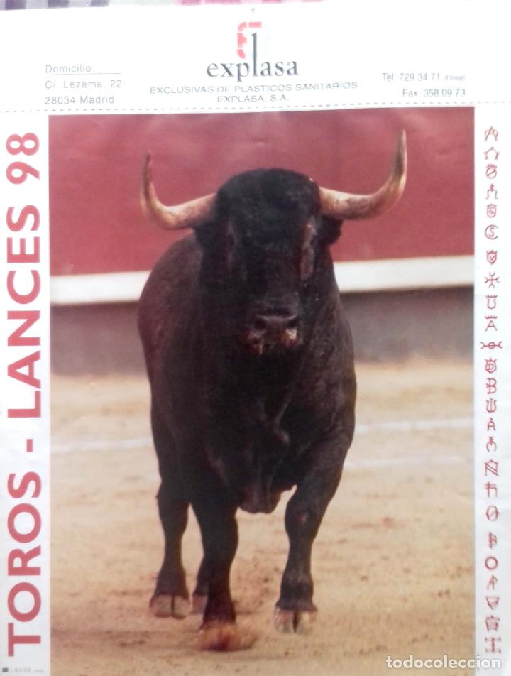 Coleccionismo Calendarios: CALENDARIO. TOROS LANCES 98. EXPLASA EXCLUSIVAS DE PLASTICOS SANITARIOS. 1998
