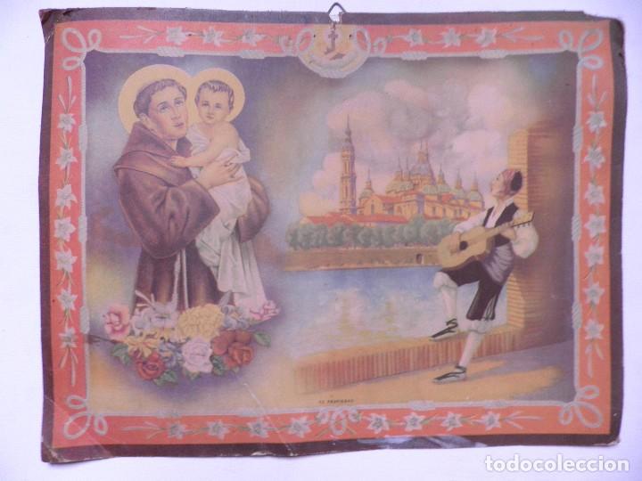 Coleccionismo Calendarios: Antiguo Calendario (solo parte arriba, imagen) San  Antonio de Padua y jotero con vistas al Pilar