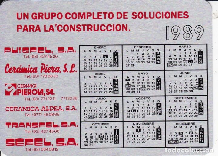 Coleccionismo Calendarios: Calendario de aluminio 1989 construcci&oacute;n Barcelona y la Aldea 12x9ctms