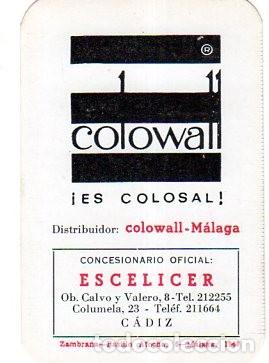 Colecionismo Calend&aacute;rios: CALENDARIOS. COLOWALL. MALAGA. 1969. MEDIDAS : 10 X 7 CM APROX. VER FOTOS.
