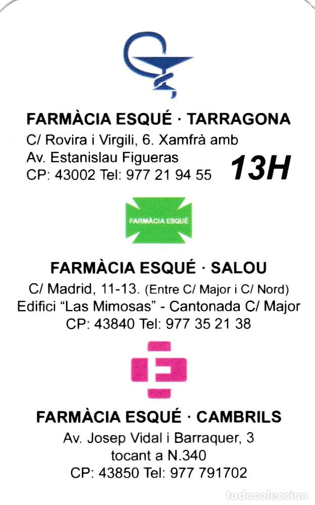 Sammeln von Kalendern: CALENDARIO BOLSILLO - 2018 - PUBLICIDAD FARMACIA ESQUE - TARRAGONA SALOU CAMBRILS -NUEVO FOTO REVERS
