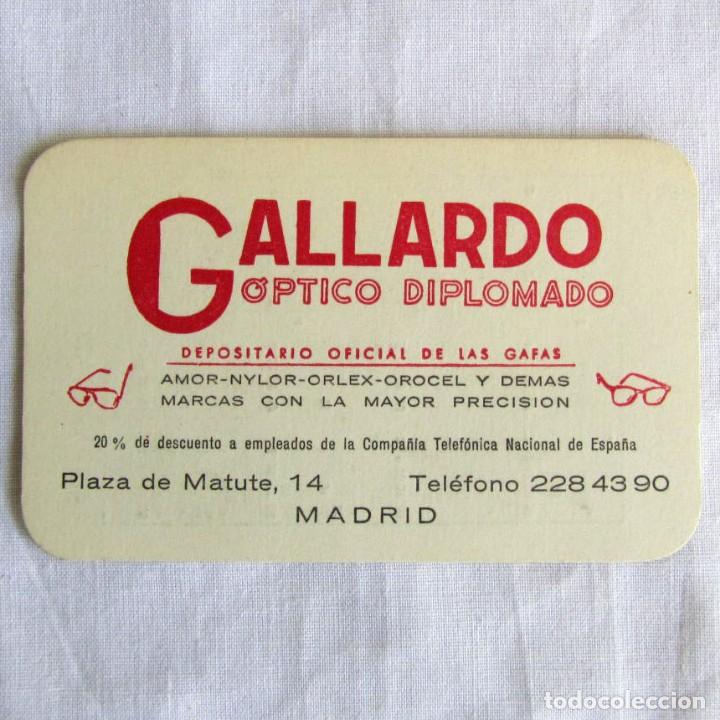 Collectables Calendars: Calendario de bolsillo 1962 Gallardo &Oacute;ptico diplomado Madrid