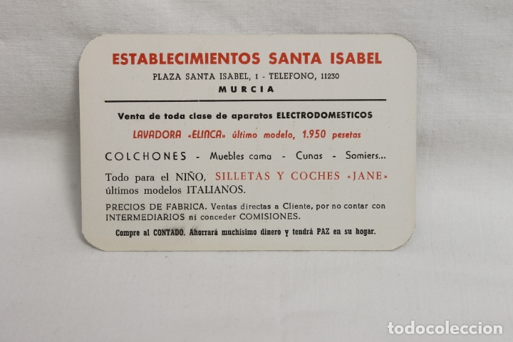 Collectionnisme Calendriers: CALENDARIO 1963, ESTABLECIMIENTOS SANTA ISABEL, MURCIA, TELEFONO 11230