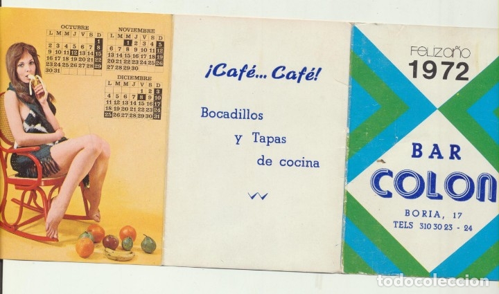 Coleccionismo calendarios: Bar Col&oacute;n 1972 - Foto 2