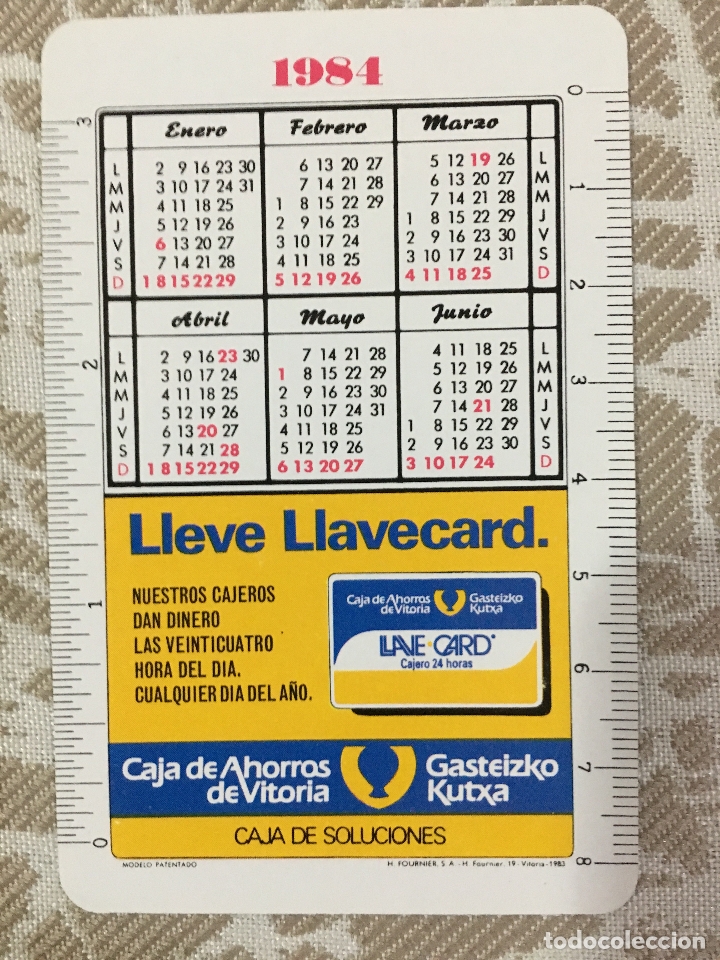 Colecionismo Calend&aacute;rios: calendario fournier 1984, nuevo