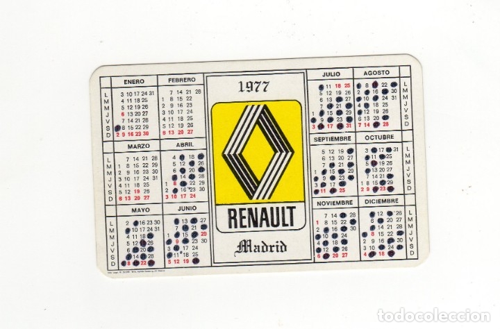 Coleccionismo Calendarios: Calendario bolsillo - A&Ntilde;O 1977 - COCHE RENAULT - MADRID