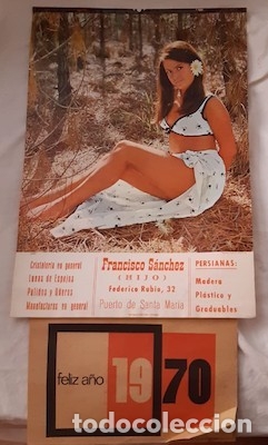 Coleccionismo calendarios: ALMANAQUE DE PARED DE 1970 CON PUBLICIDAD DE CRISTALER&Iacute;A FCO. S&Aacute;NCHEZ, PTO. STA. MAR&Iacute;A