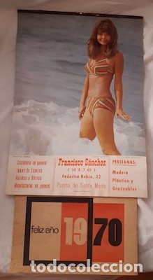 Coleccionismo calendarios: ALMANAQUE DE PARED DE 1970 CON PUBLICIDAD DE CRISTALER&Iacute;A FCO. S&Aacute;NCHEZ, PTO. STA. MAR&Iacute;A