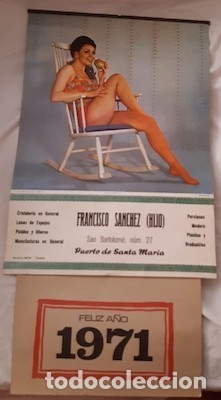 Collectables Calendars: ALMANAQUE DE PARED DE 1971 CON PUBLICIDAD DE CRISTALER&Iacute;A FCO. S&Aacute;NCHEZ, PTO. STA. MAR&Iacute;A