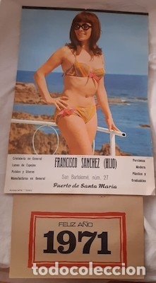 Collectables Calendars: ALMANAQUE DE PARED DE 1971 CON PUBLICIDAD DE CRISTALER&Iacute;A FCO. S&Aacute;NCHEZ, PTO. STA. MAR&Iacute;A