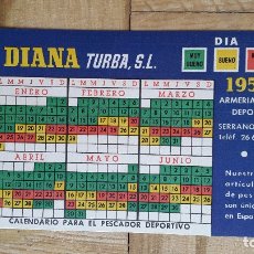 Coleccionismo Calendarios: CALENDARIO DIANA TURBA, S.L - PARA EL PESCADOR DEPORTIVO ARMERIA DEPORTES PESCA AÑO 1955 VER FOTOS. Lote 174558948