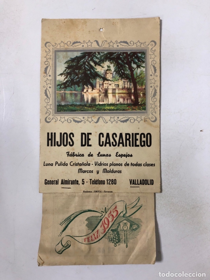 Coleccionismo Calendarios: VALLADOLID. CALENDARIO 1955. HIJOS DE CASARIEGO. ORIGINAL. VER FOTOS.