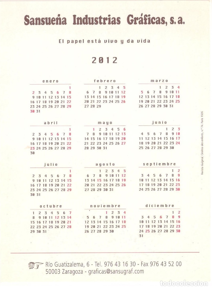 Coleccionismo Calendarios: Lote de 3 Postales Calendario de 2012 - Gráficas Sansueña Zaragoza. EX - Foto 3 - 176081773