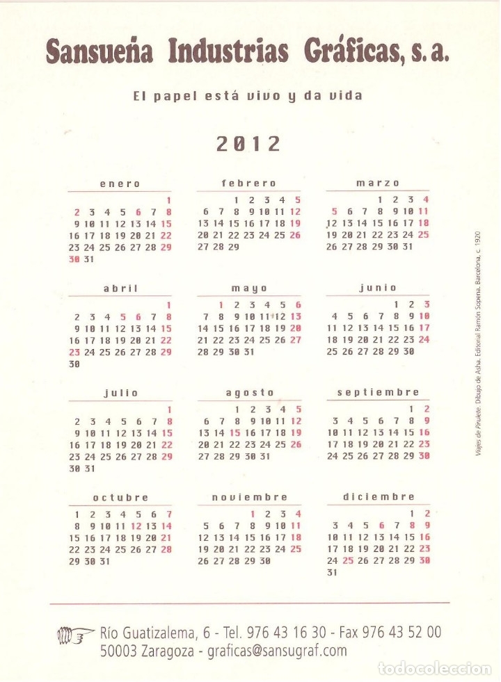Coleccionismo Calendarios: Lote de 3 Postales Calendario de 2012 - Gráficas Sansueña Zaragoza. EX - Foto 5 - 176081773