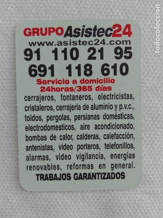 Coleccionismo calendarios: calendario bolsillo 2012 - GRUPO ASISTEC 24 - MADRID