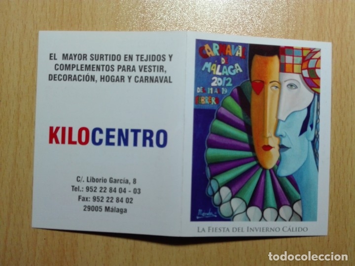 Collectables Calendars: calendario bolsillo doble 2012 / ENERO FEBRERO - CARNAVAL MALAGA