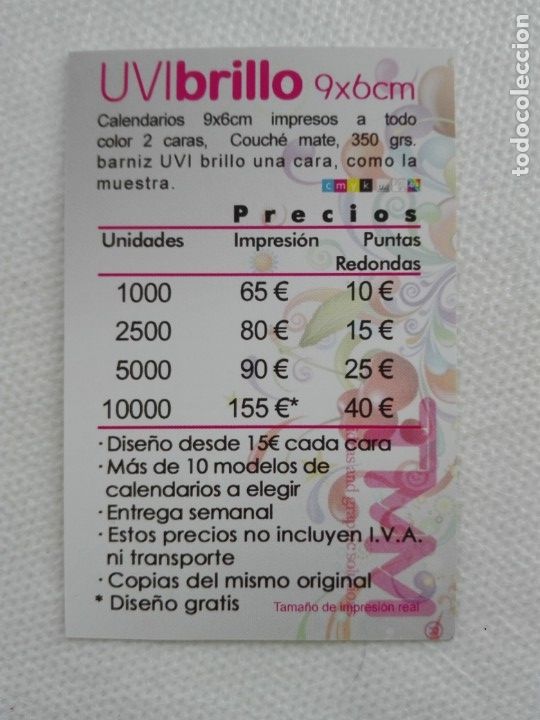 Coleccionismo calendarios: calendario bolsillo 2012 - TMM MADRID - UVI BRILLO 9X6 CM