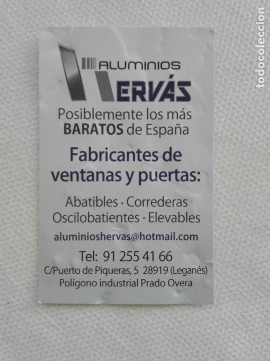 Collectables Calendars: calendario bolsillo 2015 - ALUMINIOS HERVAS - LEGANES MADRID